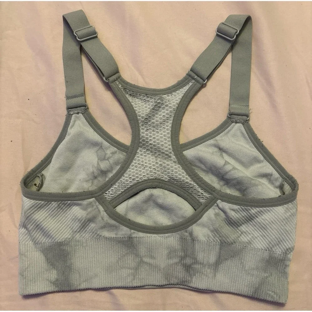 Avia Women's Grey Marble‎ Print Low Impact Sports Bra, Size Medium